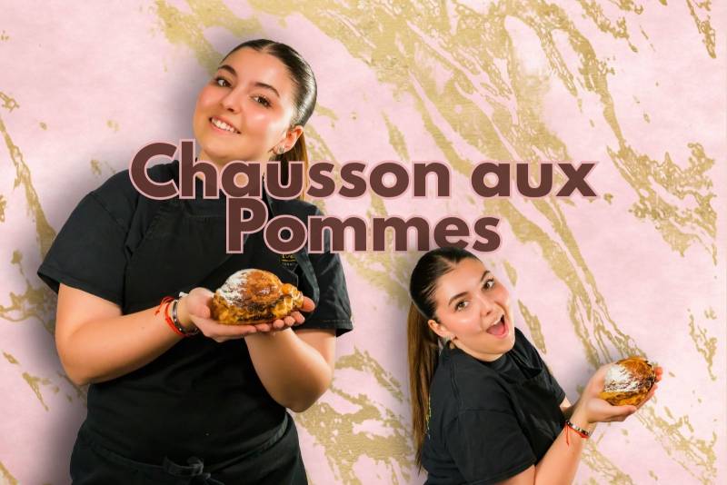 Chausson aux pommes proposé par le Fournil Mangiante à Sénas, une viennoiserie feuilletée dorée et croustillante garnie d'une compote de pommes généreuse et savoureuse.
