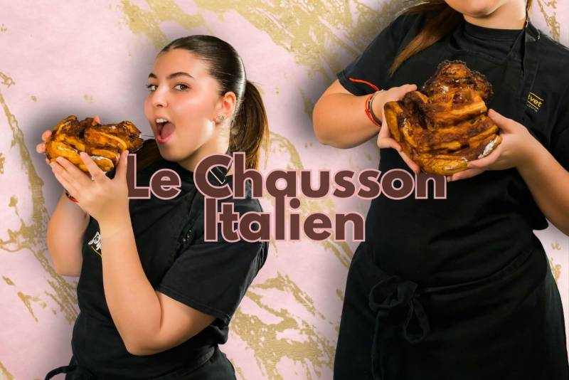 Chausson italien proposé par le Fournil Mangiante à Sénas, une viennoiserie généreuse à la pâte feuilletée dorée et croustillante, idéale pour une pause gourmande à tout moment de la journée.