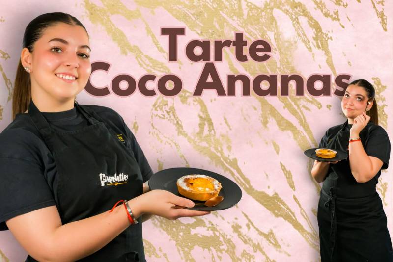 Tarte coco ananas proposée par le Fournil Mangiante à Sénas, une pâtisserie exotique qui marie la douceur de la noix de coco à la fraîcheur fruitée de l’ananas.
