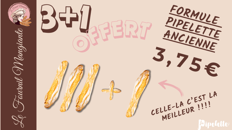 Formule Pipelette Ancienne – 3 achetées = 1 offerte, un pain de caractère ! Fournil Mangiante de Sénas