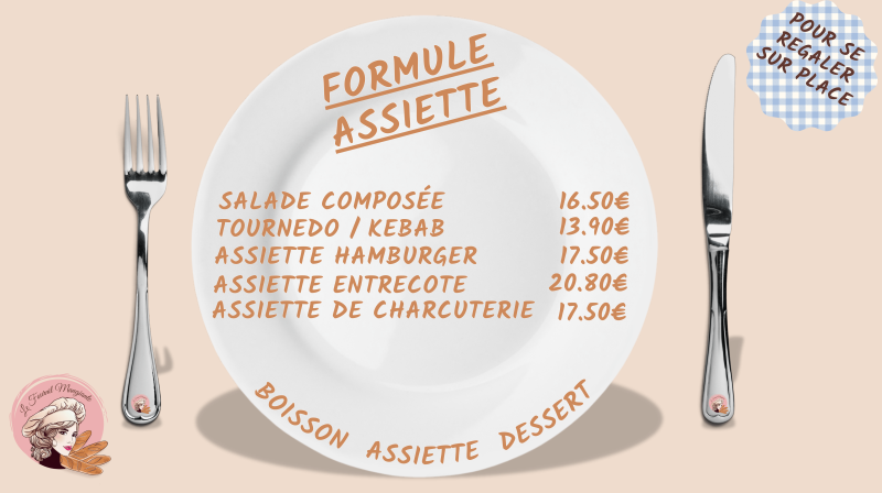 Formule Assiette – Un repas complet et savoureux au Fournil Mangiante dans notre boutique de Sénas